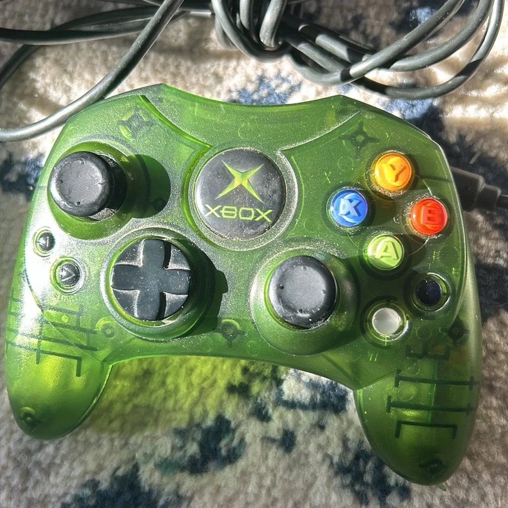 Microsoft Xbox original remote control clear green